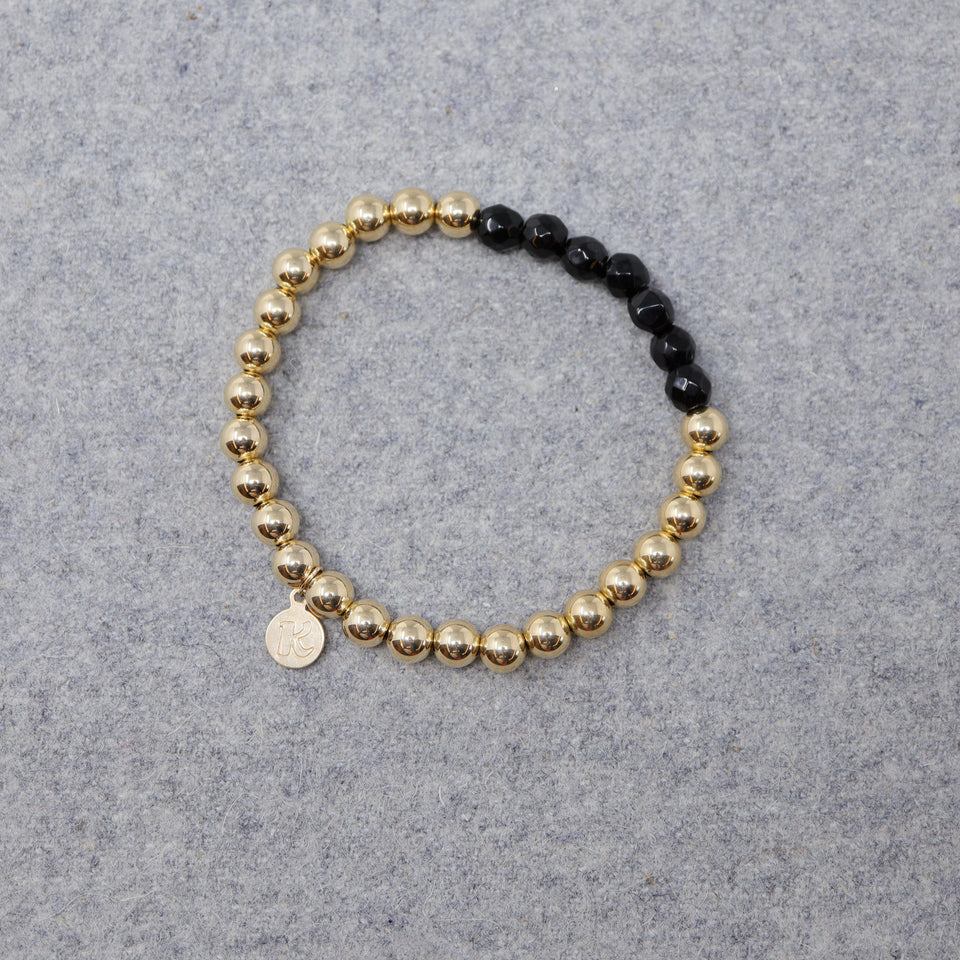 Armband vergoldete Perlen mit Edelstein "Streif"