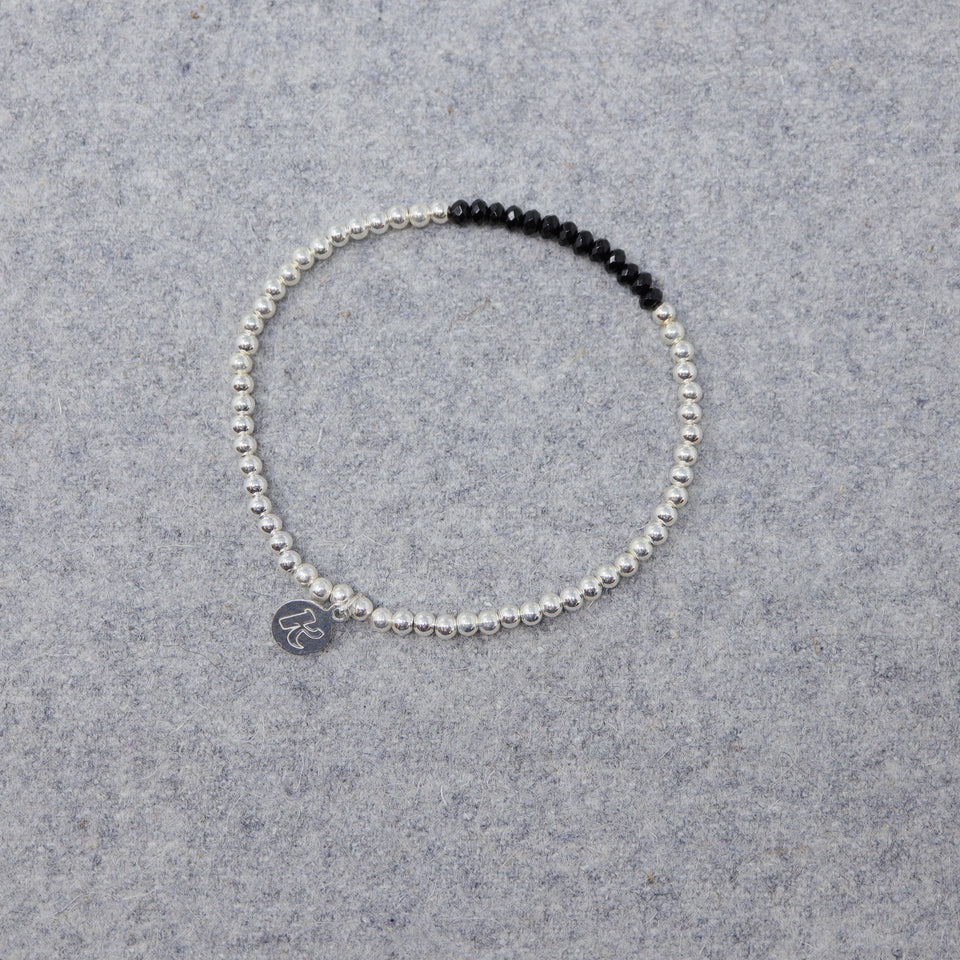 Versilbertes Perlen Armband mit Naturstein "Streif"