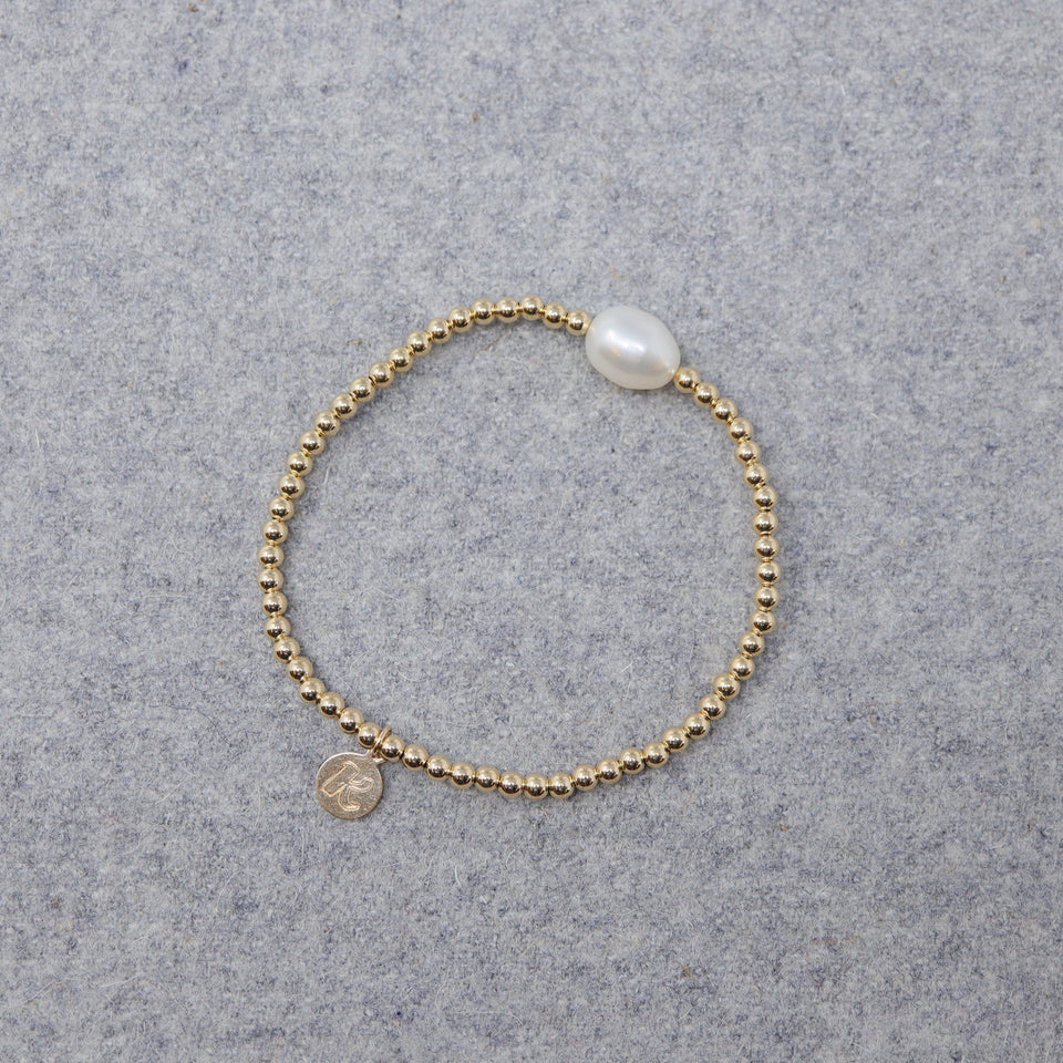 Armband vergoldete Perlen 1 Pearl "Mocking"