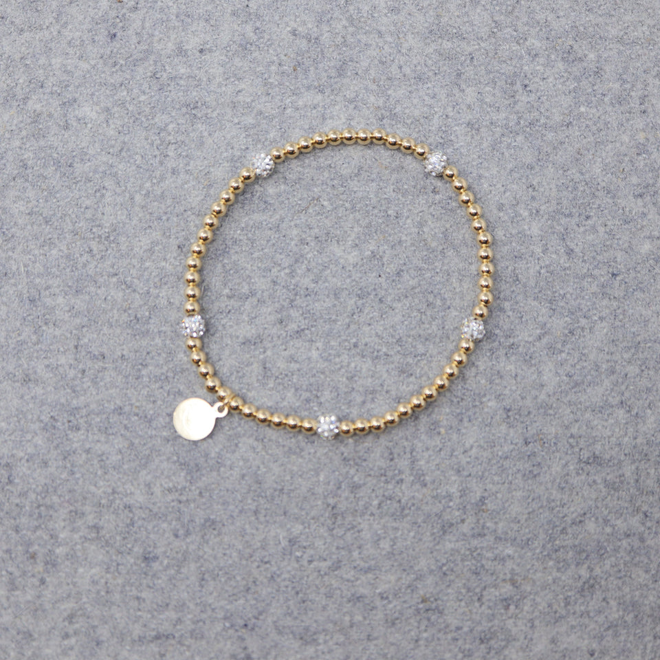 Armband vergoldete Perlen mit 5 funkelnden Perlen "Pengelstein"