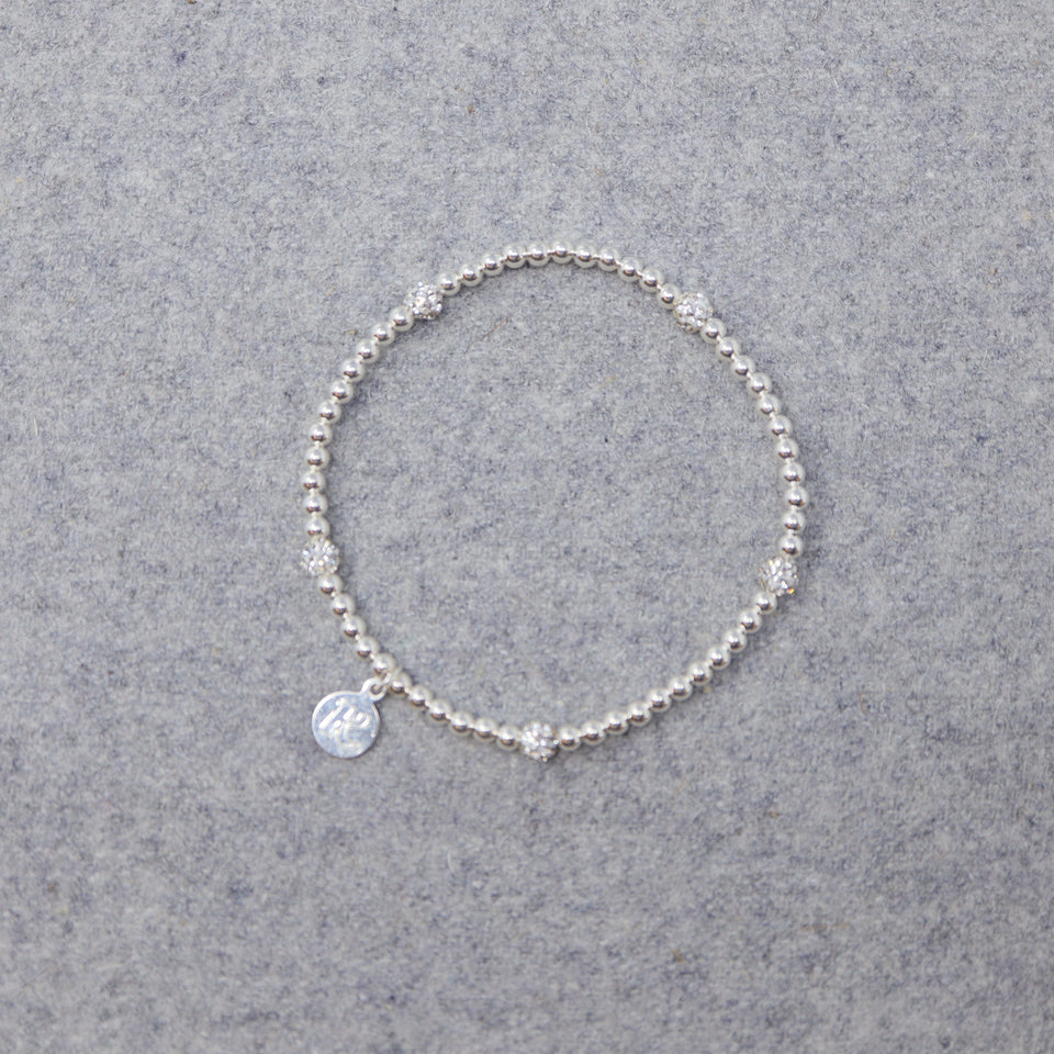 Silber Perlen Armband mit 5 Funkel-Perlen