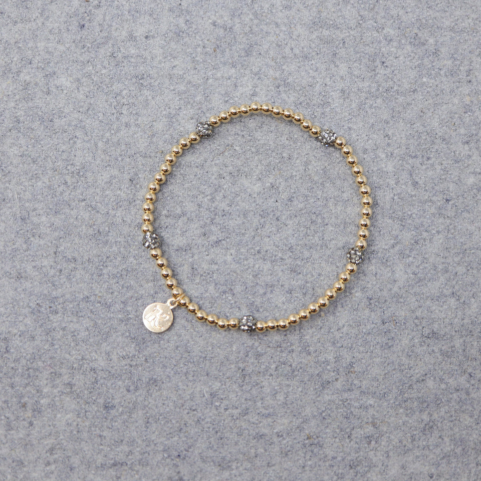 Armband vergoldete Perlen mit 5 funkelnden Perlen "Pengelstein"