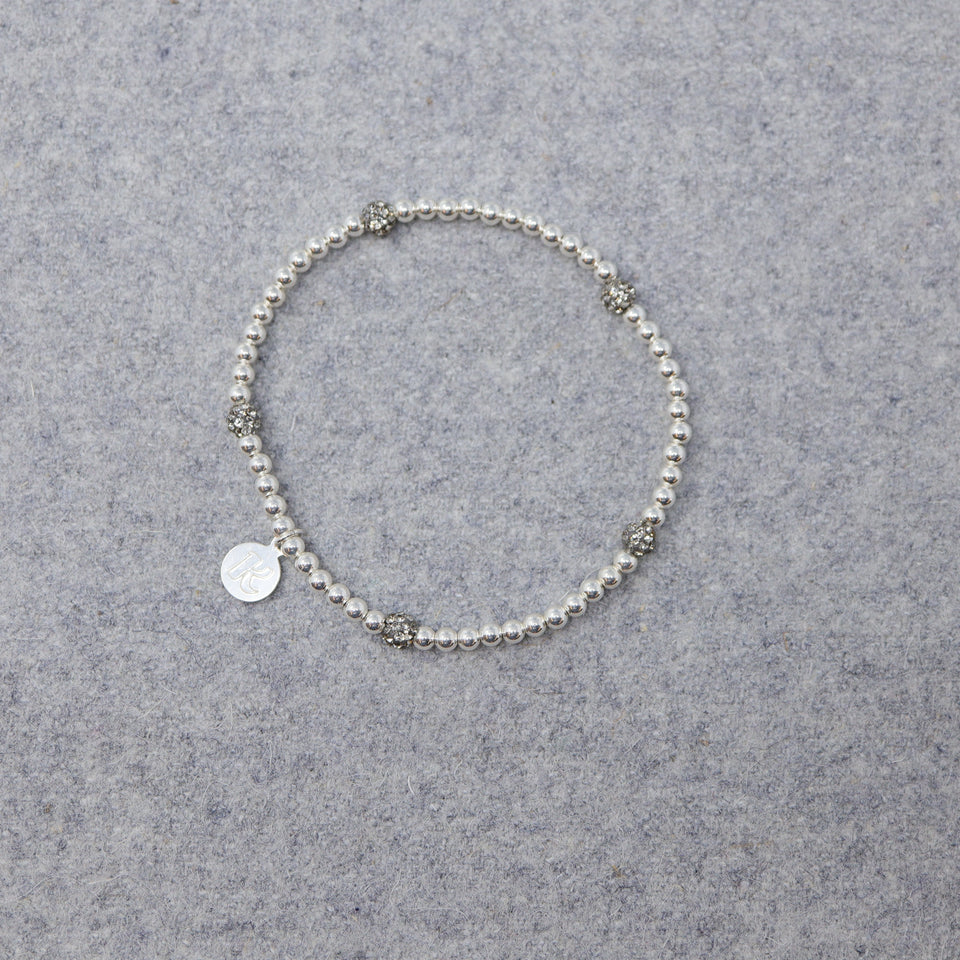 Silber Perlen Armband mit 5 Funkel-Perlen