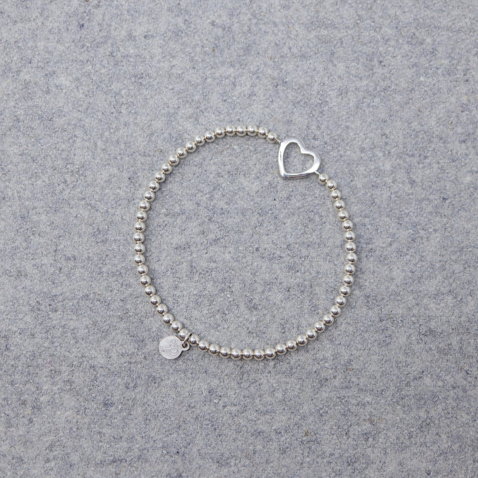Versilberte Armband Perlen "Herz versilbert" mit Zirkonia