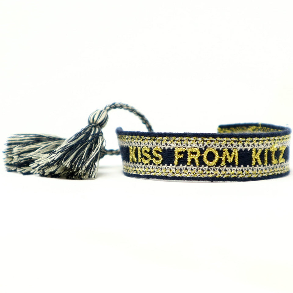 KISS from KITZ WOVEN BRACELET GOLDEN TEXT