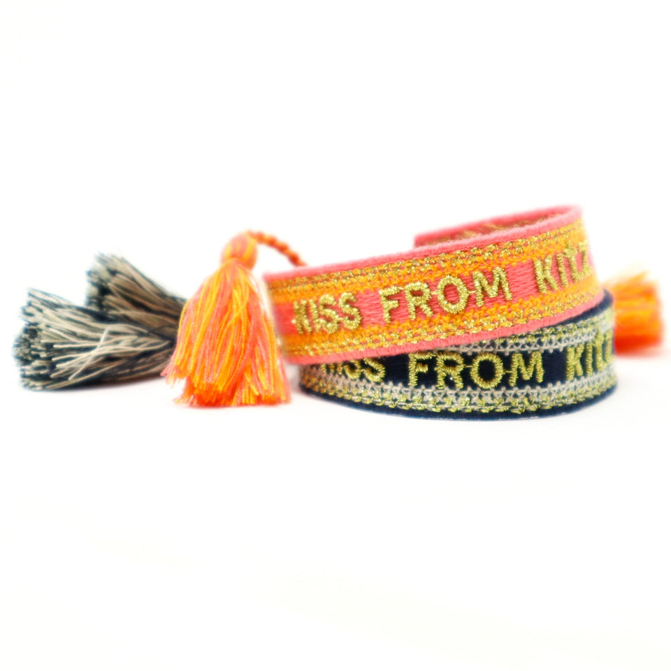 KISS from KITZ WOVEN BRACELET GOLDEN TEXT