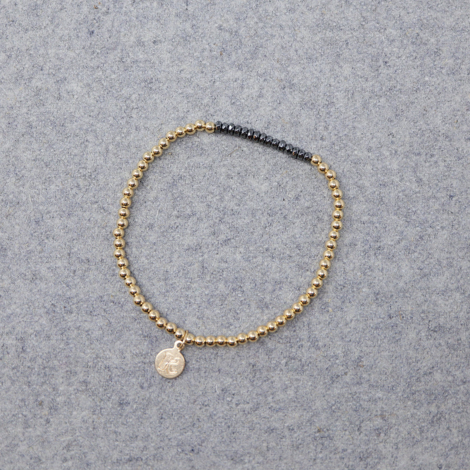 Armband vergoldete Perlen mit Natursteinen "Streif"