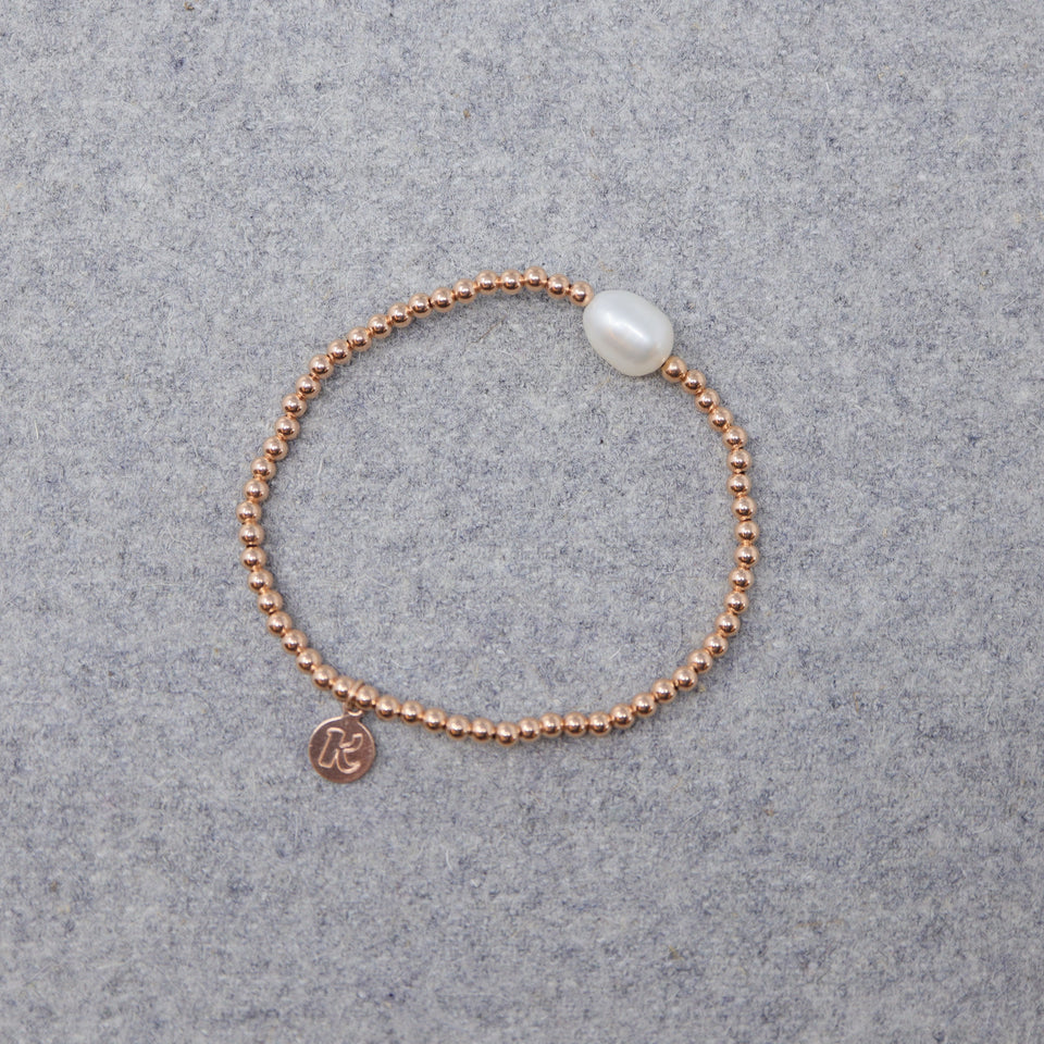 Rosévergoldetes Perlen Armband mit einer Perle "Mocking"