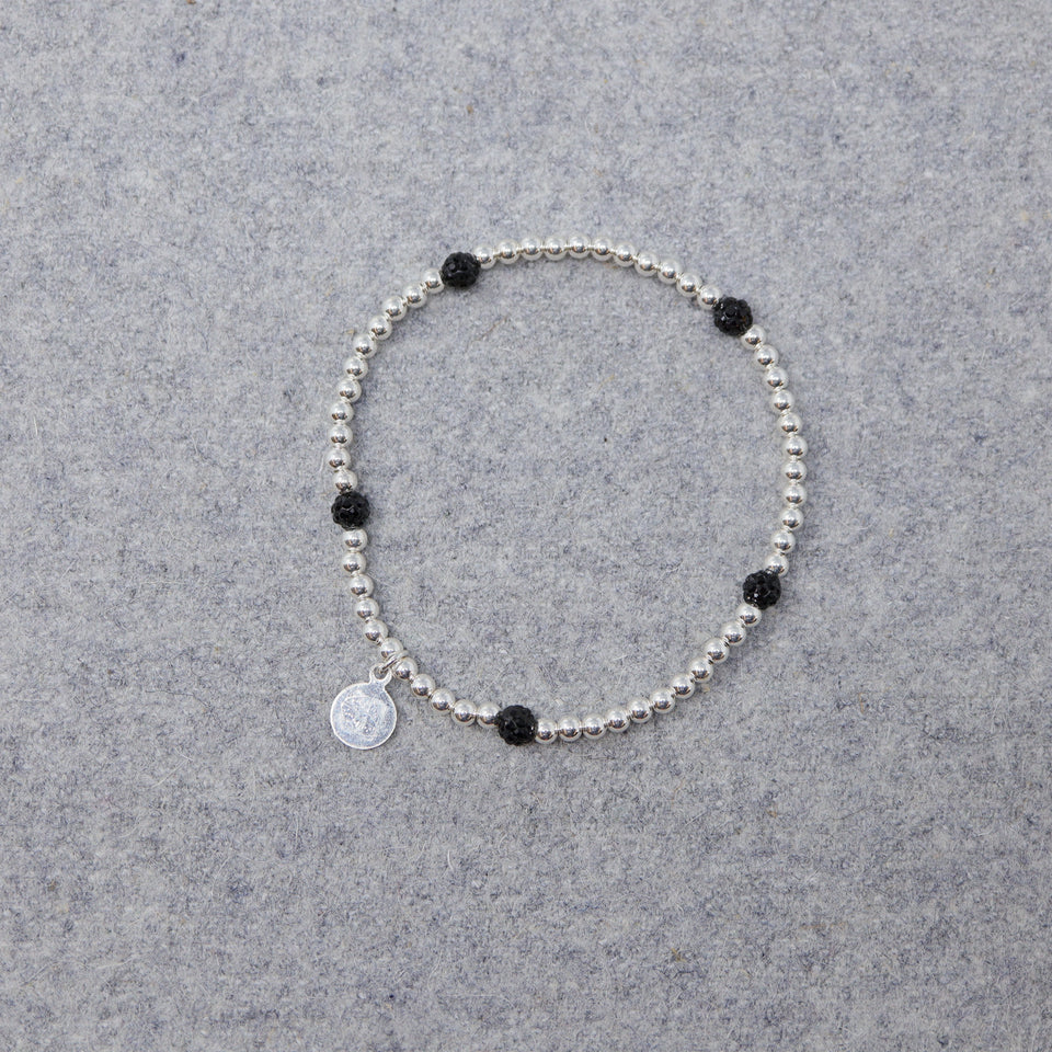 Silber Perlen Armband mit 5 Funkel-Perlen