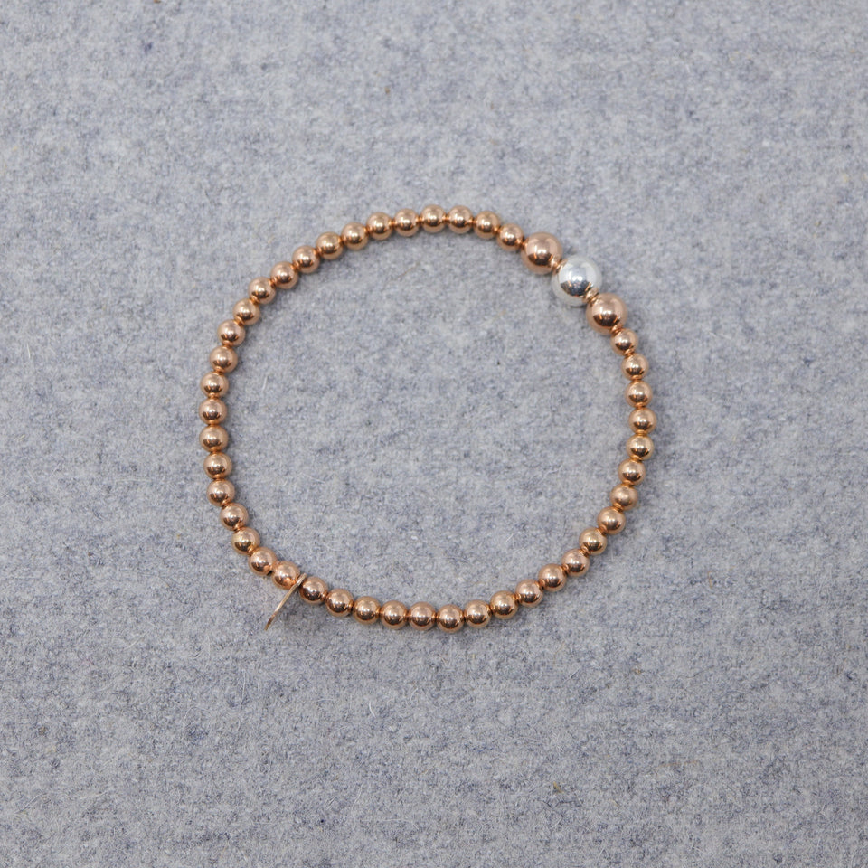 Rosévergoldetes Perlen Armband elastisch 3 Perlen-Größen